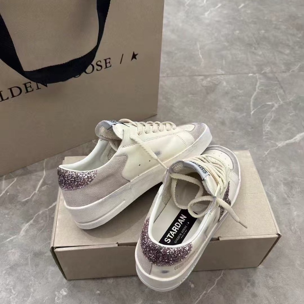 Golden Goose Women's Cream and Pink Glitter Sneakers - Picture 6 of 6